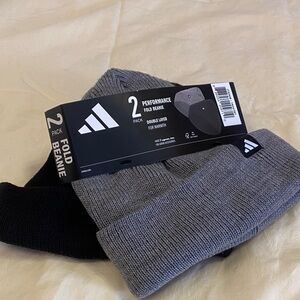 Adidas Dual Pack Black and Gray Beanies